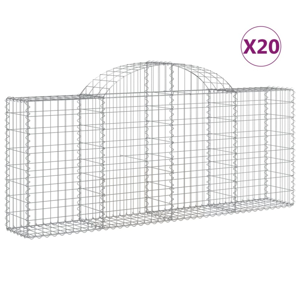 vidaXL Coșuri gabion arcuite 20 buc, 200x30x80/100 cm, fier galvanizat
