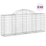 vidaXL Coșuri gabion arcuite 30 buc, 200x30x80/100 cm, fier galvanizat