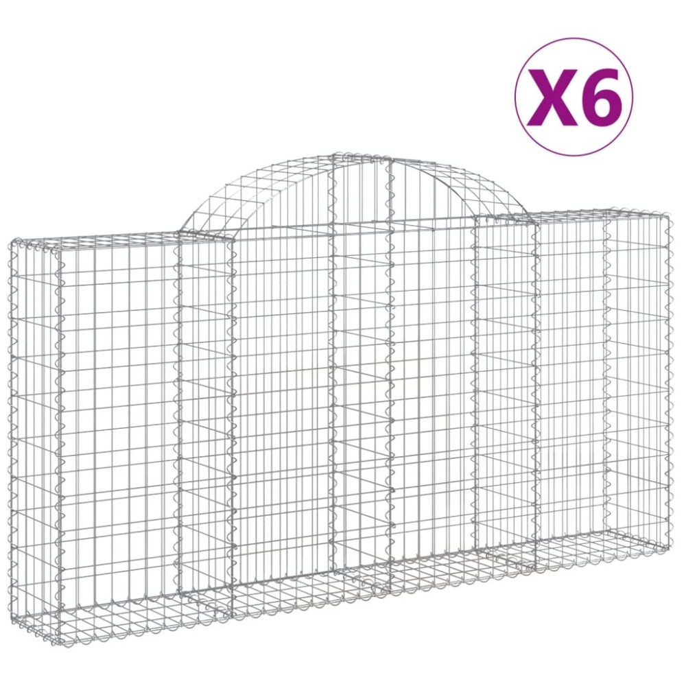 vidaXL Coșuri gabion arcuite 6 buc, 200x30x100/120 cm fier galvanizat