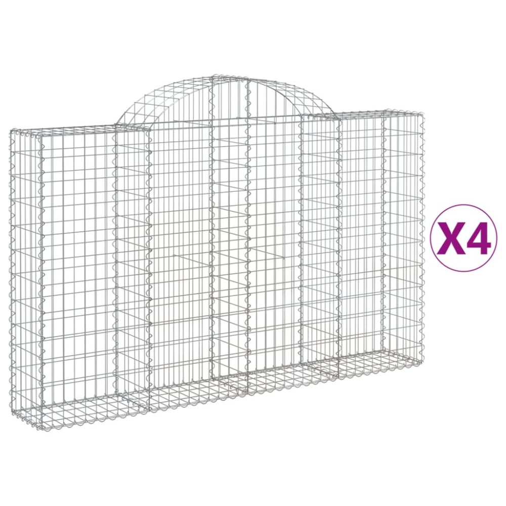 vidaXL Coșuri gabion arcuite 4 buc, 200x30x120/140 cm, fier galvanizat
