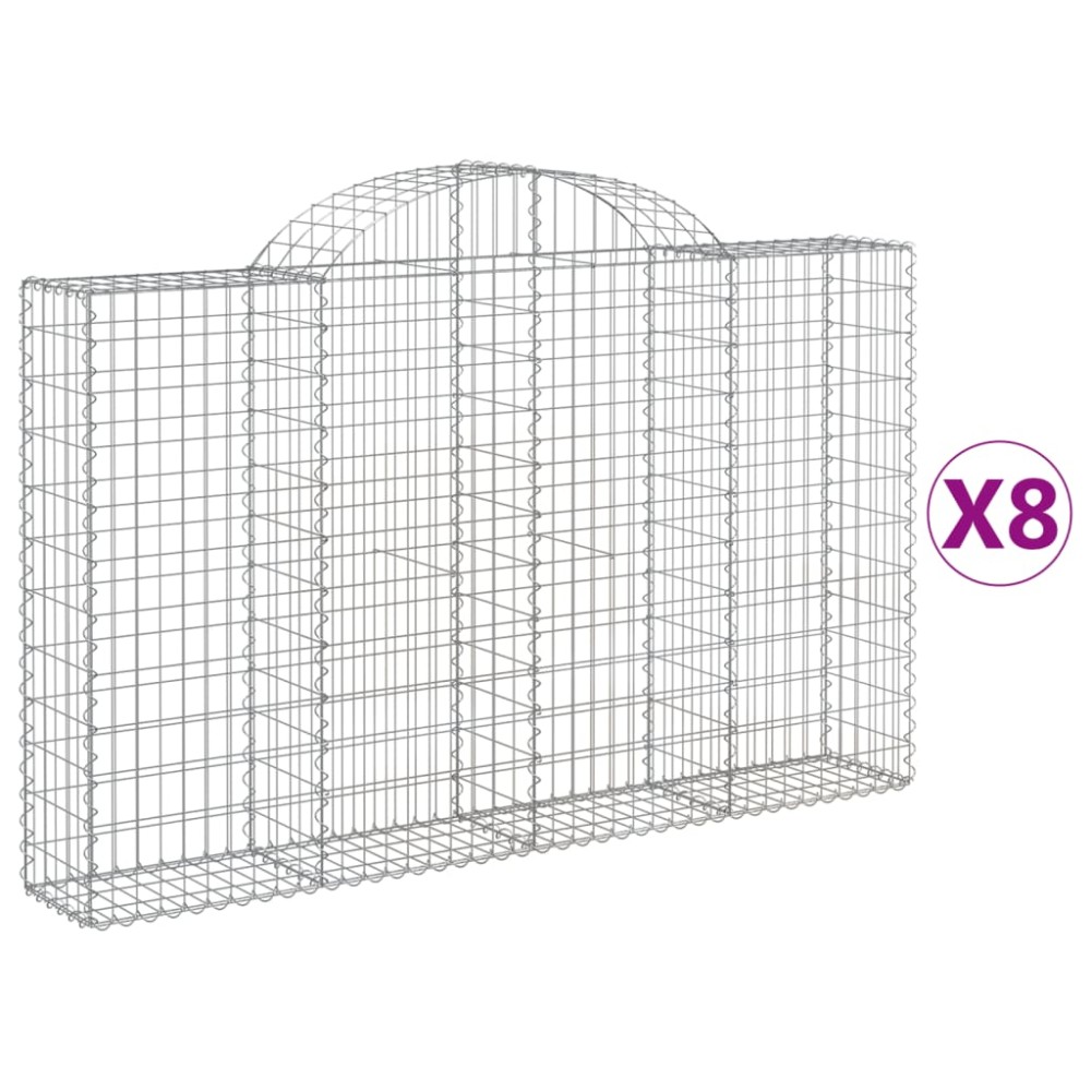 vidaXL Coșuri gabion arcuite 8 buc, 200x30x120/140 cm, fier galvanizat