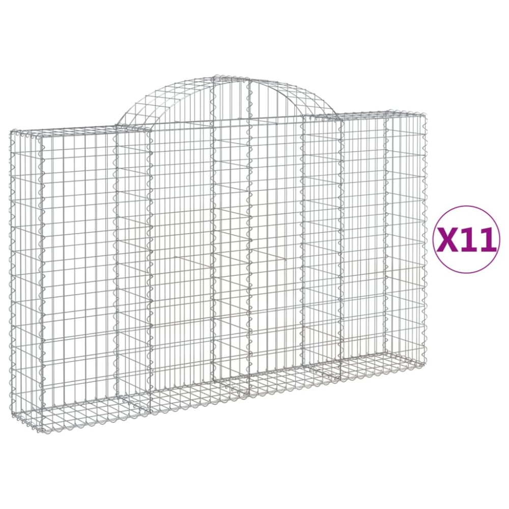 vidaXL Coșuri gabion arcuite 11 buc, 200x30x120/140cm, fier galvanizat