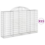 vidaXL Coșuri gabion arcuite 15 buc, 200x30x120/140cm, fier galvanizat vidaXL Coșuri gabion arcuite 15 buc, 200x30x120/140cm, fier galvanizat