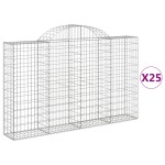 vidaXL Coșuri gabion arcuite 25 buc. 200x30x120/140 cm fier galvanizat