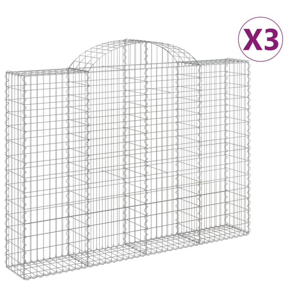 vidaXL Coșuri gabion arcuite 3 buc, 200x30x140/160cm, fier galvanizat
