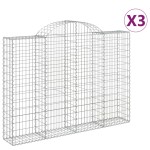 vidaXL Coșuri gabion arcuite 3 buc, 200x30x140/160cm, fier galvanizat vidaXL Coșuri gabion arcuite 3 buc, 200x30x140/160cm, fier galvanizat