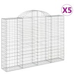 vidaXL Coșuri gabion arcuite 5 buc, 200x30x140/160cm, fier galvanizat