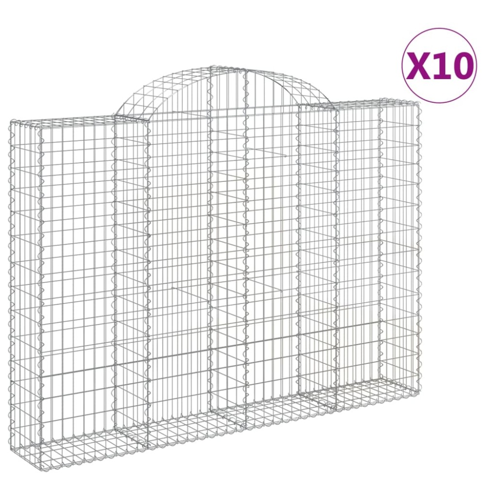 vidaXL Coșuri gabion arcuite 10 buc, 200x30x140/160cm, fier galvanizat