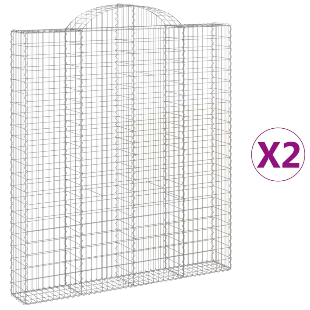 vidaXL Coșuri gabion arcuite, 2 buc 200x30x220/240cm, fier galvanizat
