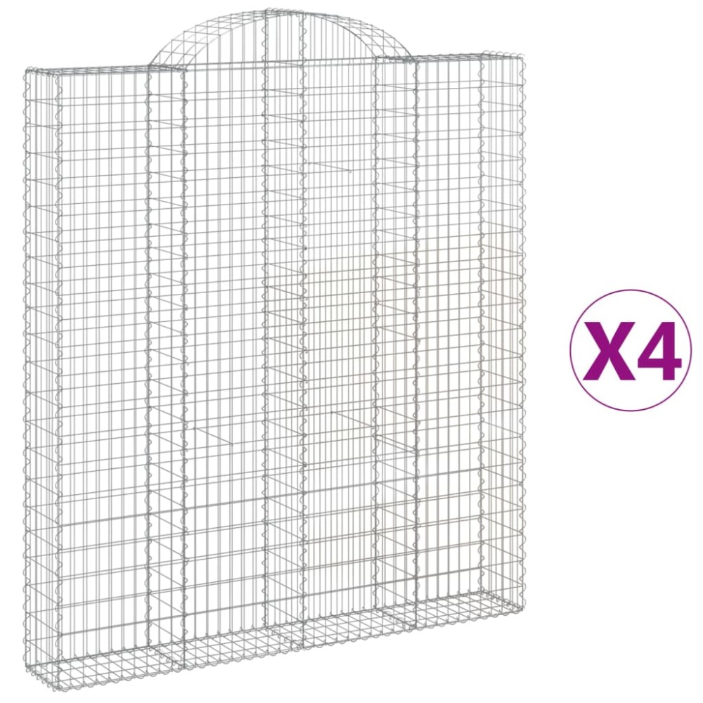 vidaXL Coșuri gabion arcuite, 4 buc 200x30x220/240cm, fier galvanizat