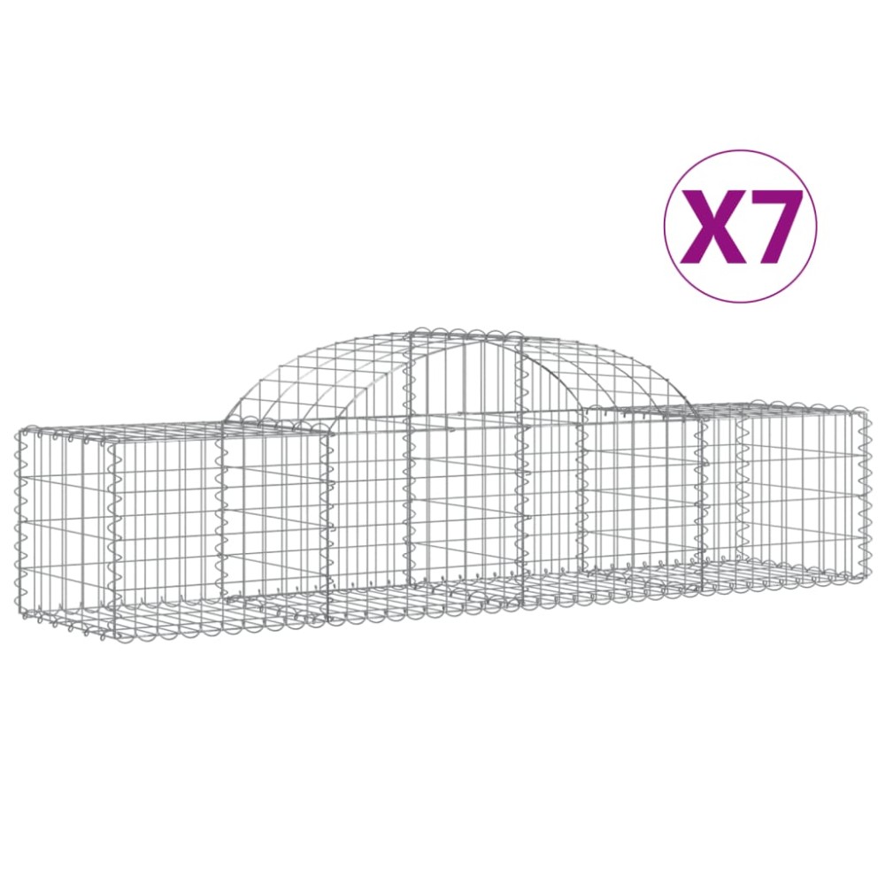 vidaXL Coșuri gabion arcuite 7 buc, 200x50x40/60 cm, fier galvanizat
