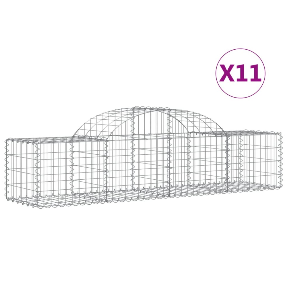vidaXL Coșuri gabion arcuite 11 buc, 200x50x40/60 cm, fier galvanizat