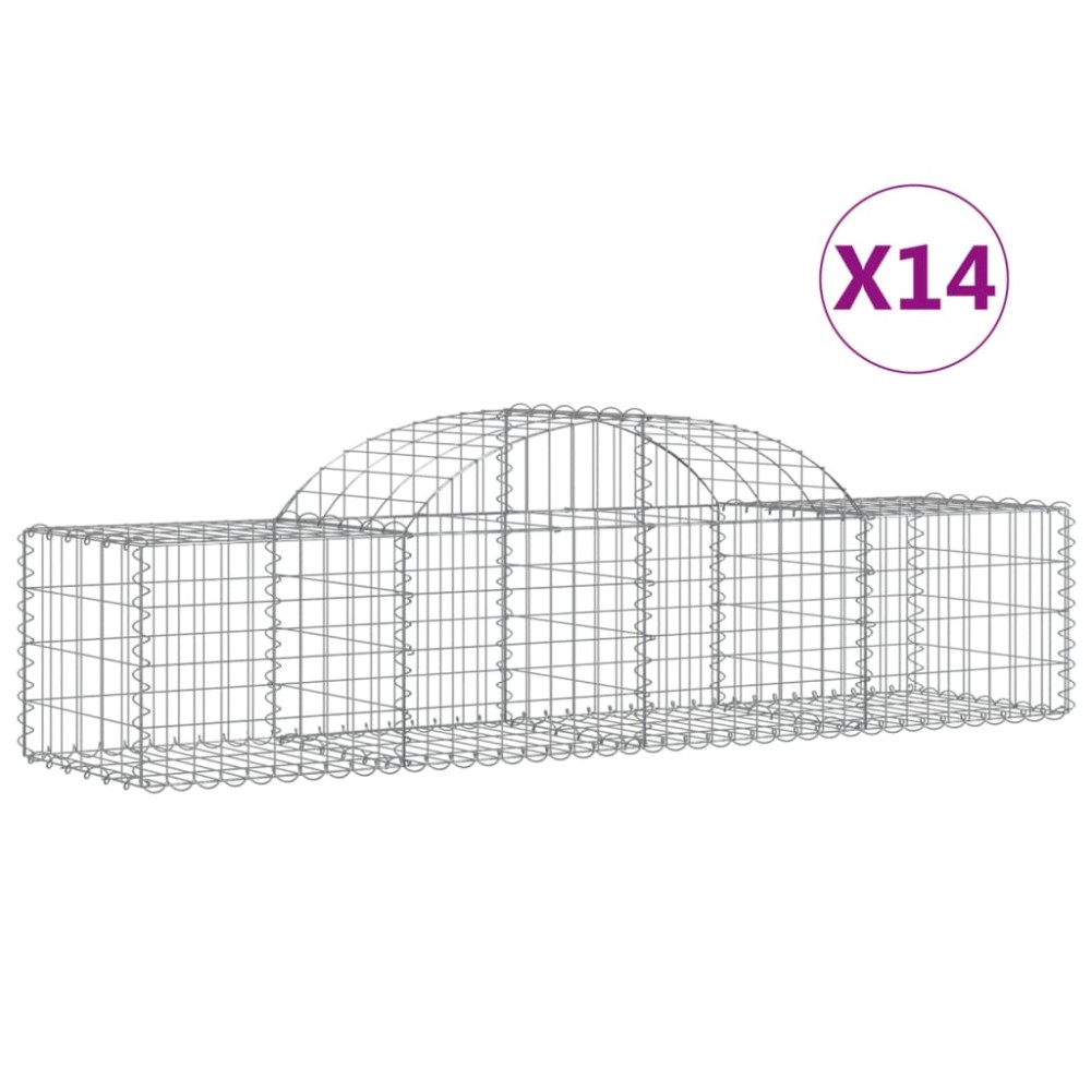 vidaXL Coșuri gabion arcuite 14 buc, 200x50x40/60 cm, fier galvanizat