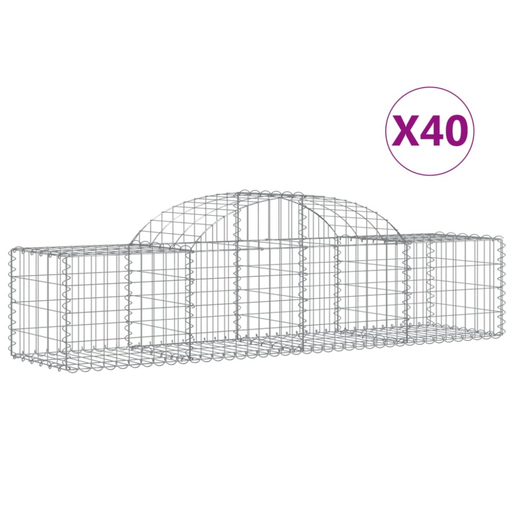 vidaXL Coșuri gabion arcuite 40 buc, 200x50x40/60 cm, fier galvanizat