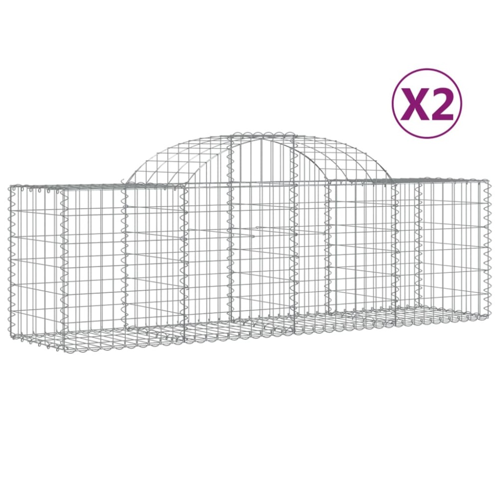 vidaXL Coșuri gabion arcuite 2 buc, 200x50x60/80 cm, fier galvanizat