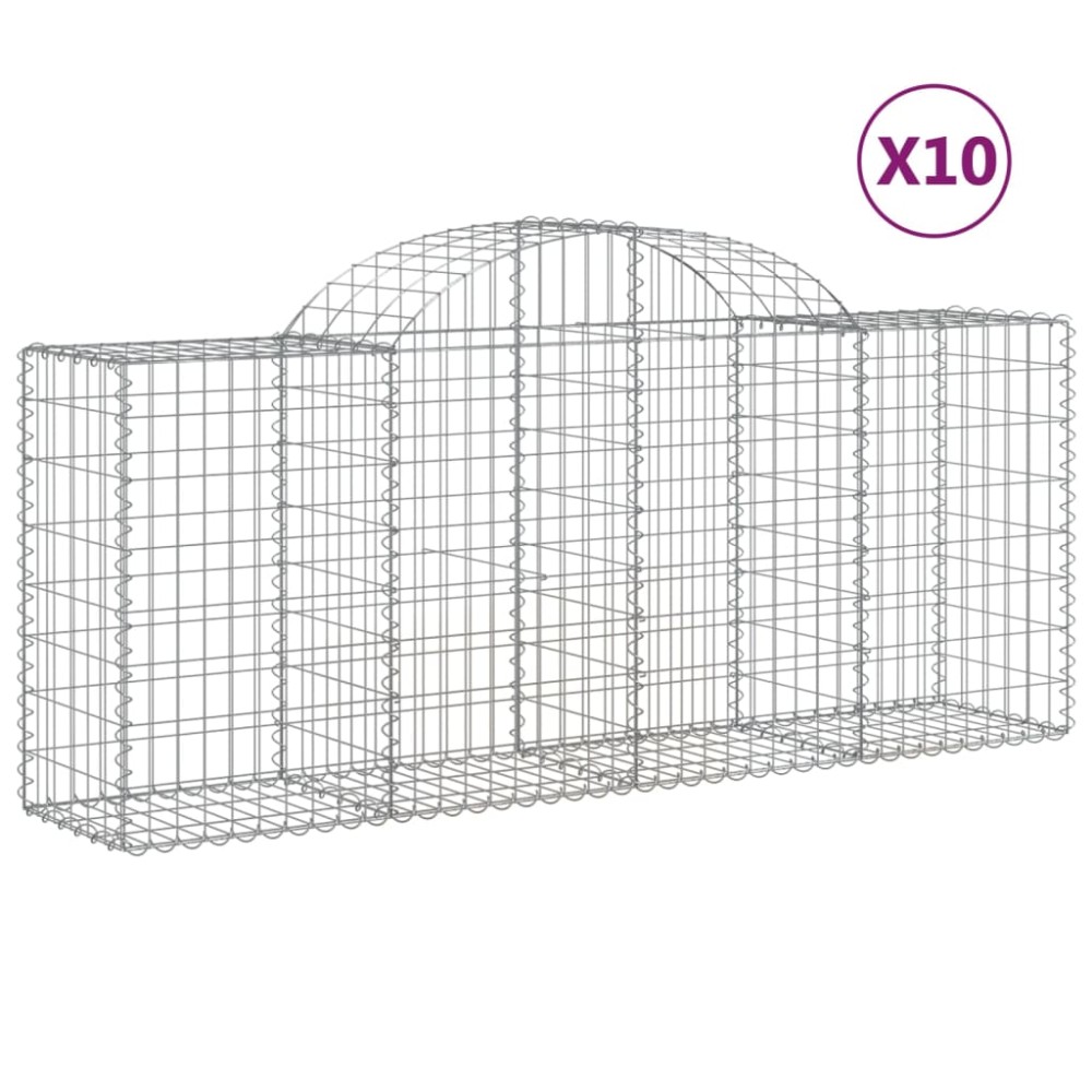 vidaXL Coșuri gabion arcuite 10 buc, 200x50x80/100 cm, fier galvanizat