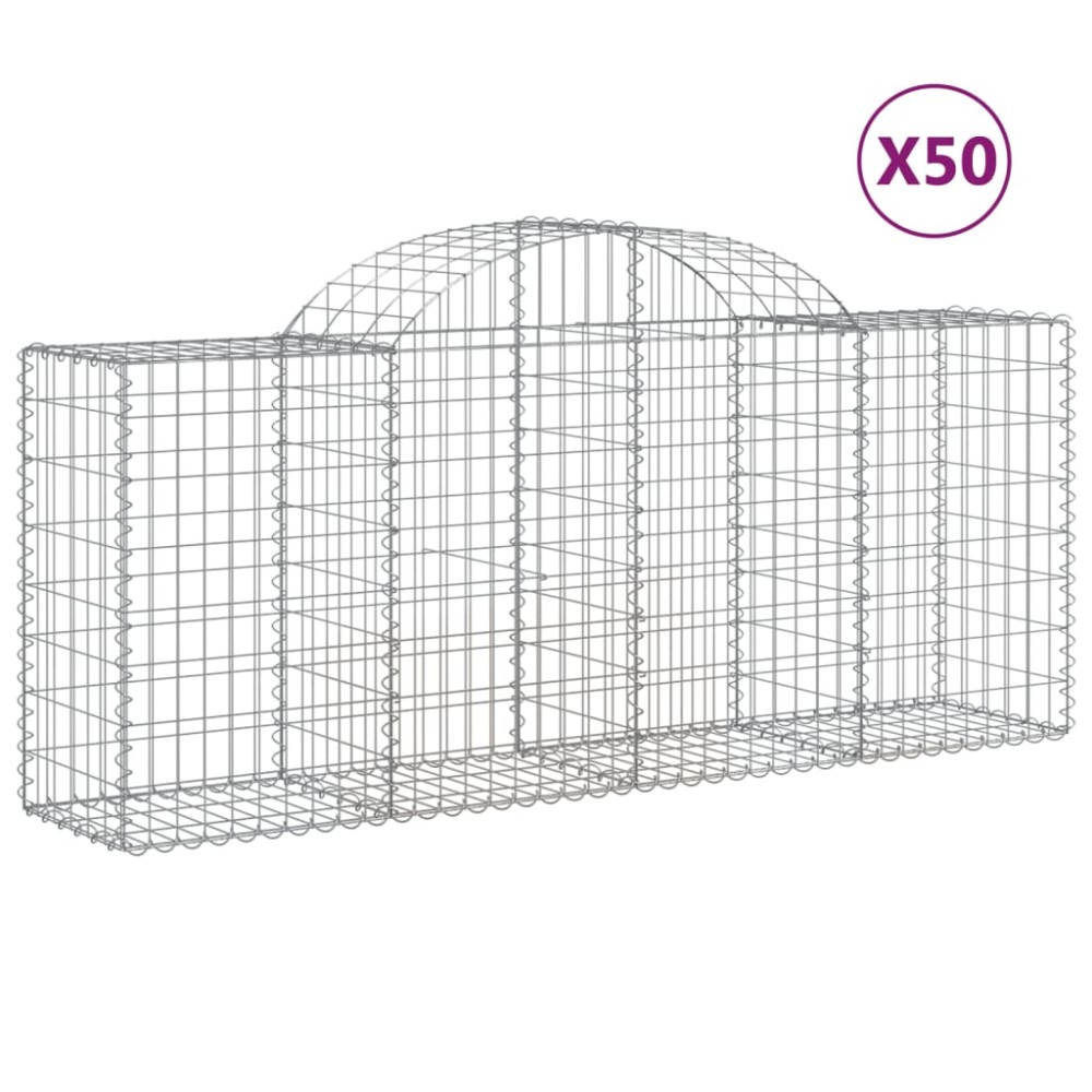 vidaXL Coșuri gabion arcuite 50 buc, 200x50x80/100 cm, fier galvanizat