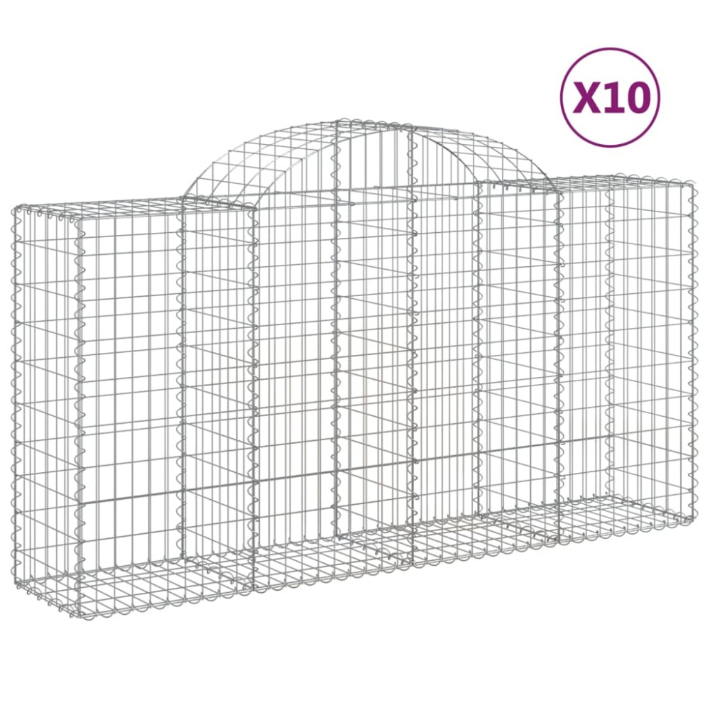 vidaXL Coșuri gabion arcuite 10 buc, 200x50x100/120cm, fier galvanizat