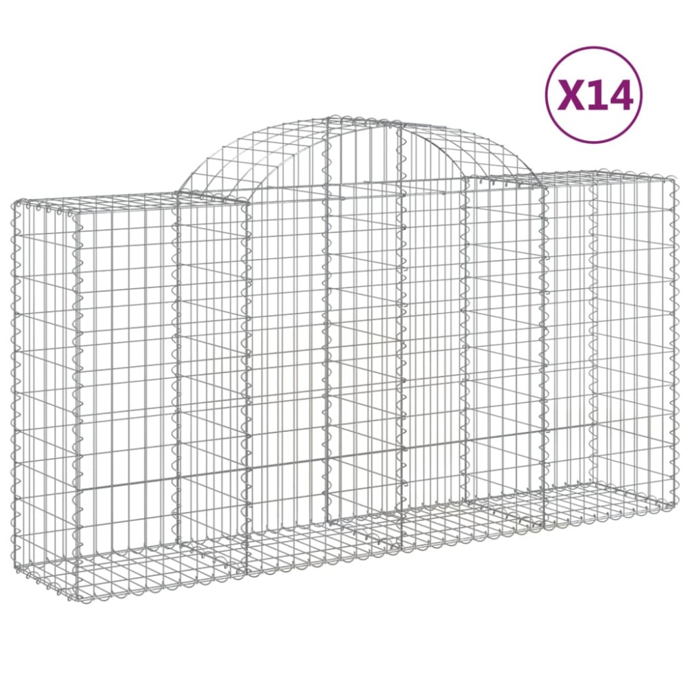 vidaXL Coșuri gabion arcuite 14 buc, 200x50x100/120cm, fier galvanizat