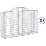vidaXL Coșuri gabion arcuite 3 buc, 200x50x120/140 cm, fier galvanizat