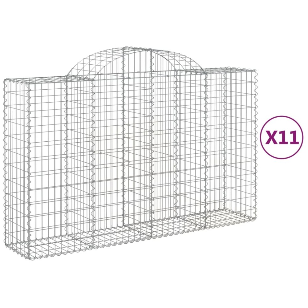 vidaXL Coșuri gabion arcuite 11 buc, 200x50x120/140 cm,fier galvanizat