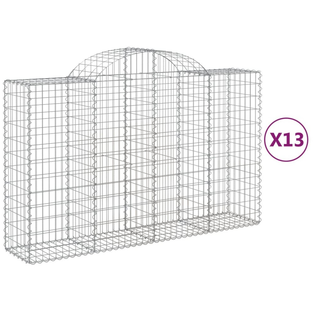 vidaXL Coșuri gabion arcuite 13 buc, 200x50x120/140 cm,fier galvanizat
