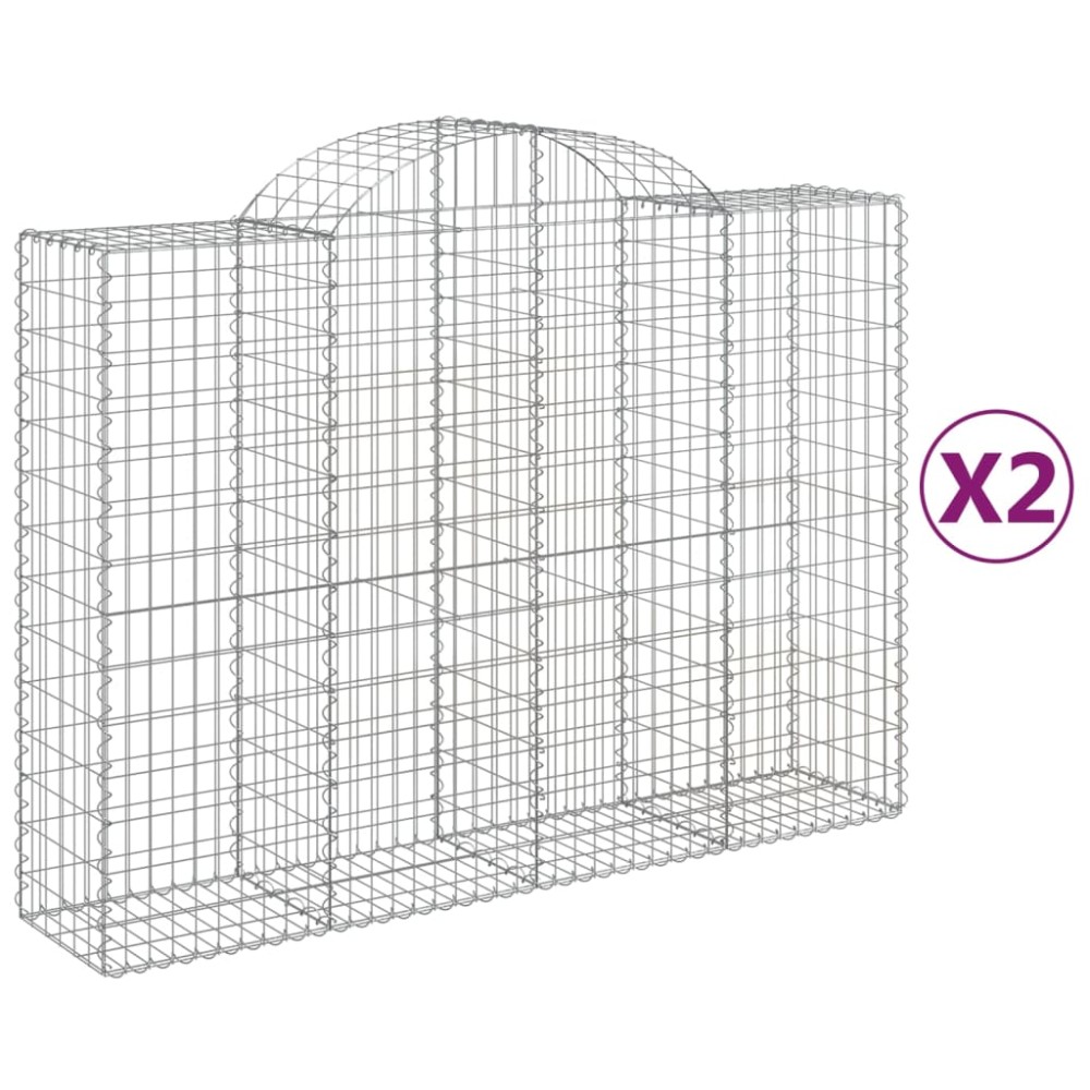 vidaXL Coșuri gabion arcuite 2 buc, 200x50x140/160 cm, fier galvanizat