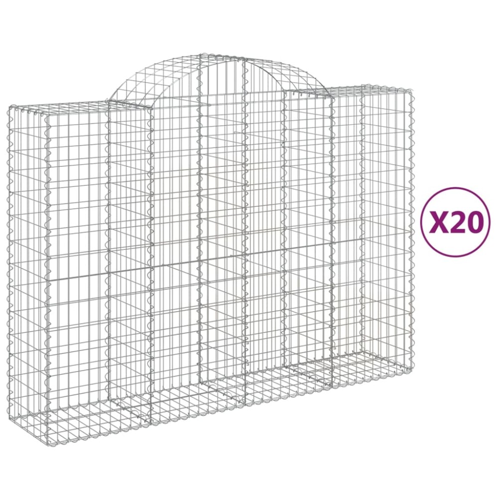 vidaXL Coșuri gabion arcuite 20 buc, 200x50x140/160cm, fier galvanizat