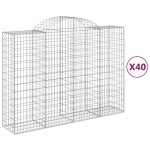 vidaXL Coșuri gabion arcuite 40 buc, 200x50x140/160cm, fier galvanizat