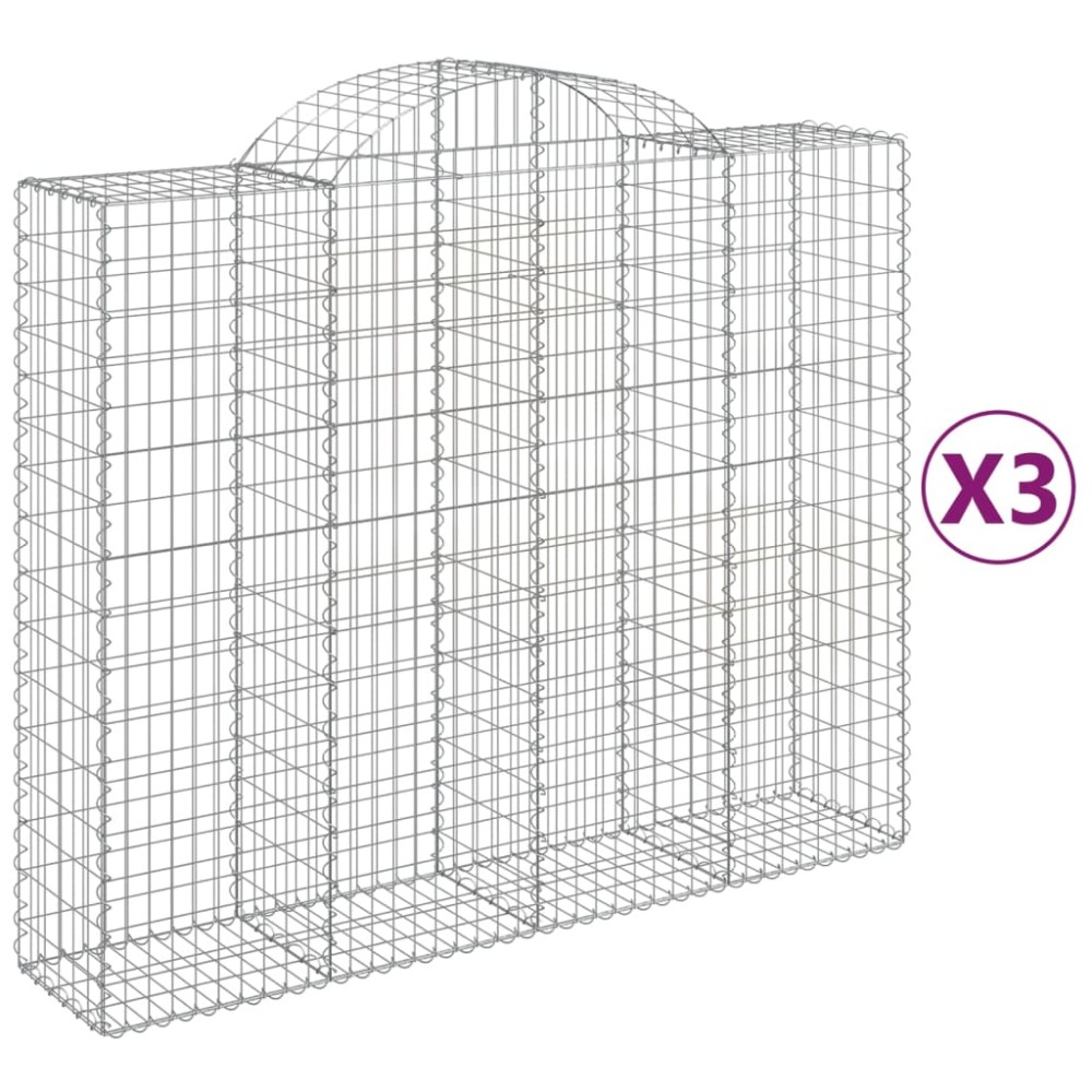 vidaXL Coșuri gabion arcuite 3 buc, 200x50x160/180 cm, fier galvanizat