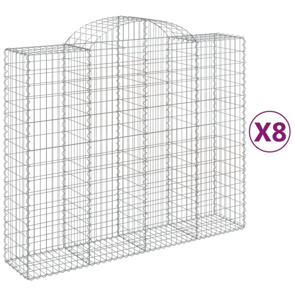 vidaXL Coșuri gabion arcuite 8 buc, 200x50x160/180 cm, fier galvanizat