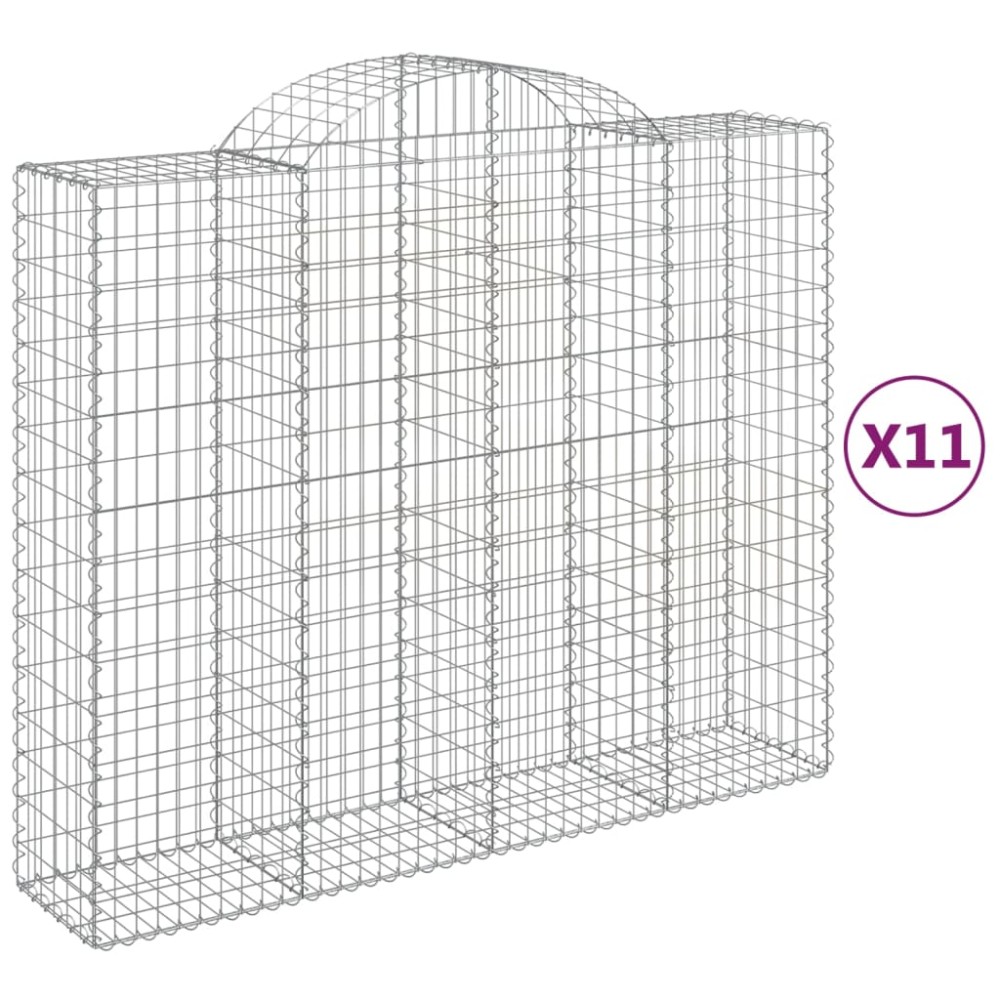 vidaXL Coș gabion arcuit, 11 buc, 200x50x160/180 cm, fier galvanizat