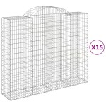 vidaXL Coș gabion arcuit, 15 buc, 200x50x160/180 cm, fier galvanizat vidaXL Coș gabion arcuit, 15 buc, 200x50x160/180 cm, fier galvanizat