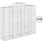 vidaXL Coșuri gabion arcuite 30 buc, 200x50x160/180cm, fier galvanizat