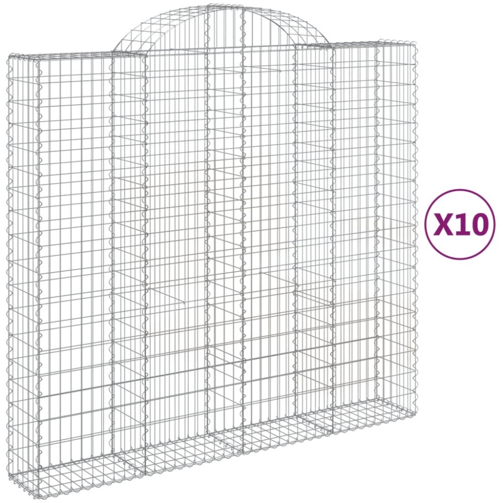vidaXL Coșuri gabion arcuite 10 buc, 200x50x180/200cm, fier galvanizat