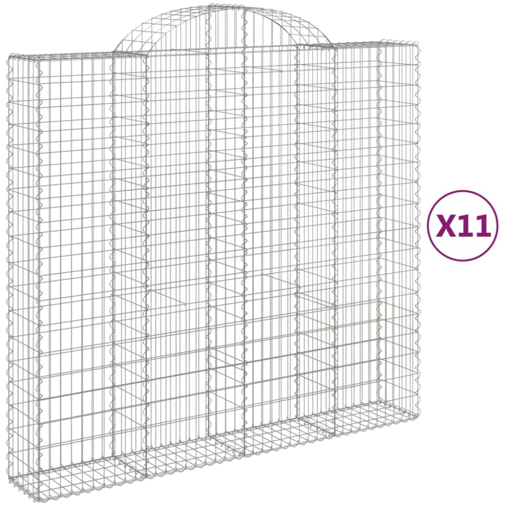 vidaXL Coșuri gabion arcuite 11 buc, 200x50x180/200cm, fier galvanizat