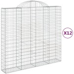 vidaXL Coșuri gabion arcuite 12 buc, 200x50x180/200cm, fier galvanizat