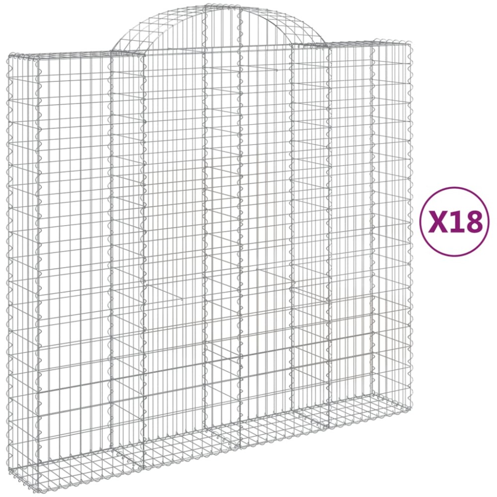 vidaXL Coșuri gabion arcuite 18 buc, 200x50x180/200cm, fier galvanizat