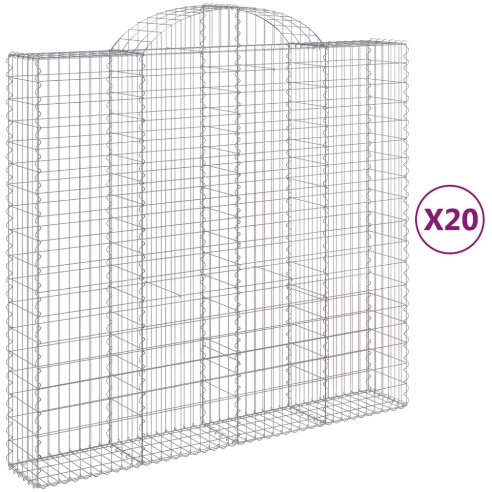 vidaXL Coșuri gabion arcuite 20 buc, 200x50x180/200cm, fier galvanizat