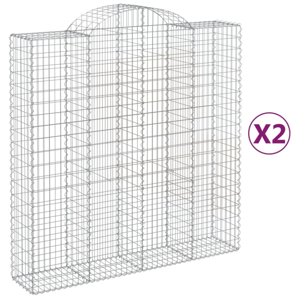 vidaXL Coșuri gabion arcuite, 2 buc 200x50x200/220 cm, fier galvanizat