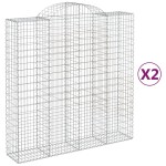 vidaXL Coșuri gabion arcuite, 2 buc 200x50x200/220 cm, fier galvanizat