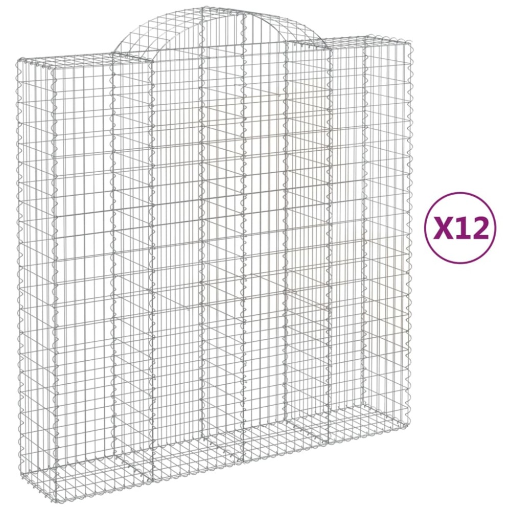 vidaXL Coșuri gabion arcuite, 12 buc 200x50x200/220cm, fier galvanizat