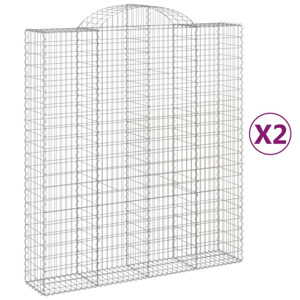 vidaXL Coșuri gabion arcuite, 2 buc, 200x50x220/240cm, fier galvanizat