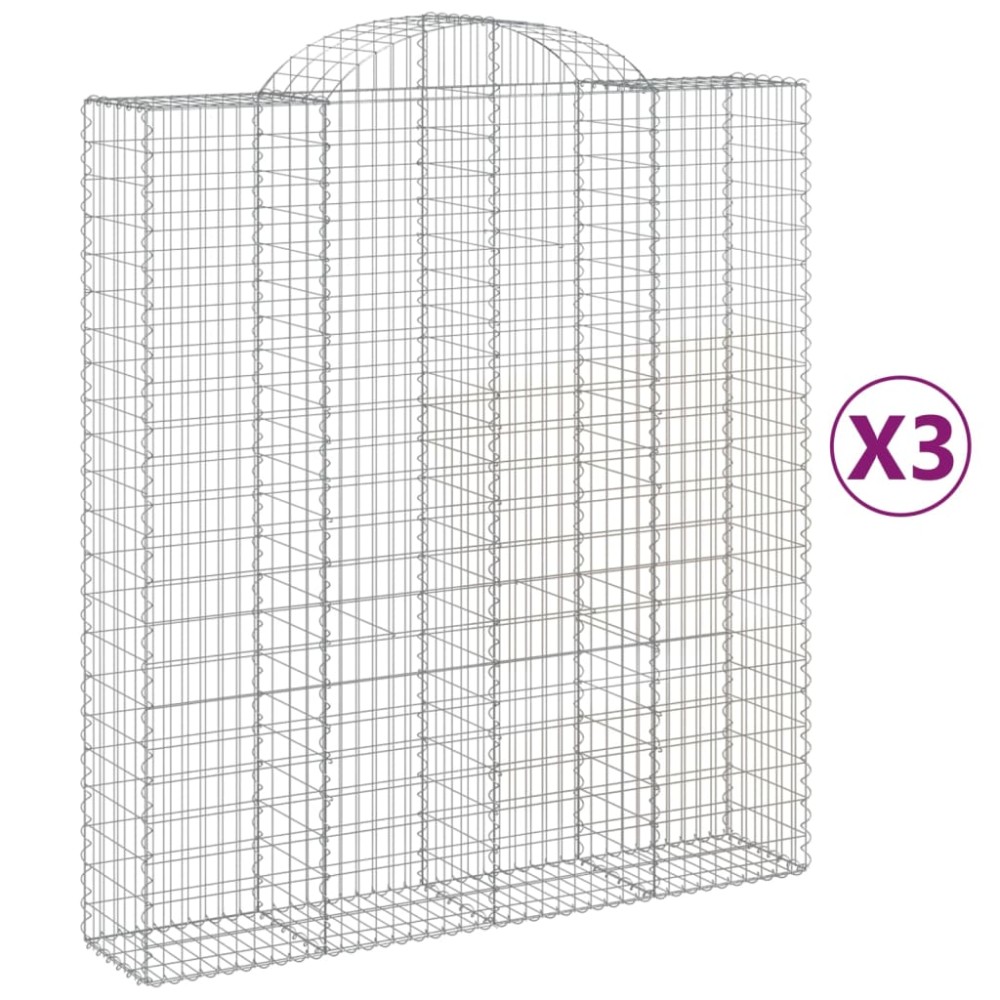 vidaXL Coșuri gabion arcuite, 3 buc, 200x50x220/240cm, fier galvanizat