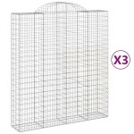 vidaXL Coșuri gabion arcuite, 3 buc, 200x50x220/240cm, fier galvanizat