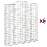 vidaXL Coșuri gabion arcuite, 8 buc, 200x50x220/240cm, fier galvanizat