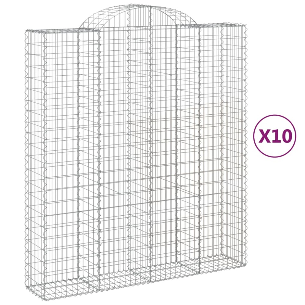 vidaXL Coșuri gabion arcuite, 10 buc 200x50x220/240cm, fier galvanizat