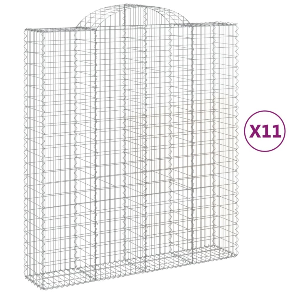vidaXL Coșuri gabion arcuite, 11 buc 200x50x220/240cm, fier galvanizat