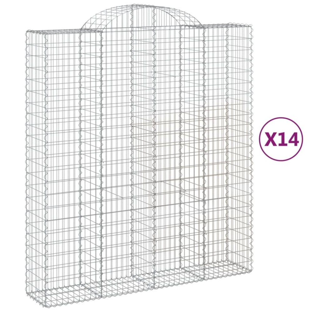 vidaXL Coșuri gabion arcuite, 14 buc 200x50x220/240cm, fier galvanizat