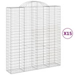 vidaXL Coșuri gabion arcuite, 15 buc 200x50x220/240cm, fier galvanizat